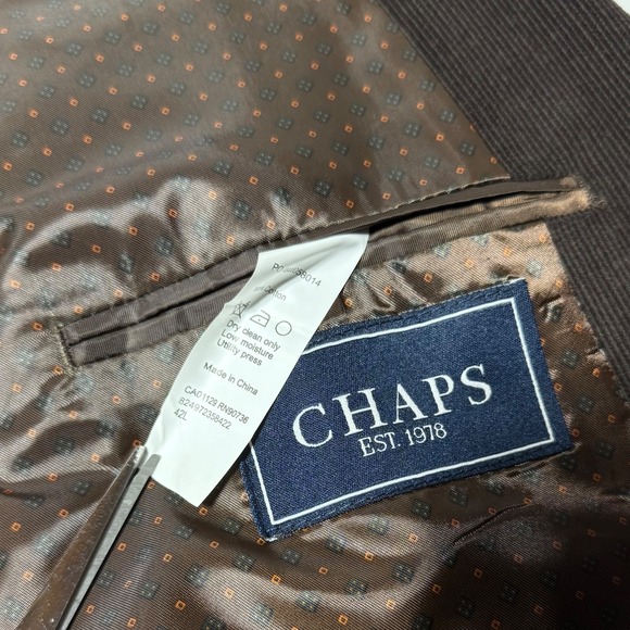 NEW Chaps Corduroy‎ Blazer Jacket Sport Coat Men's Size 42L Dark Brown - Picture 7 of 14